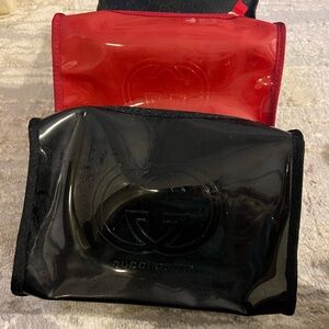 Gucci black GG PVC toiletry bag clutch